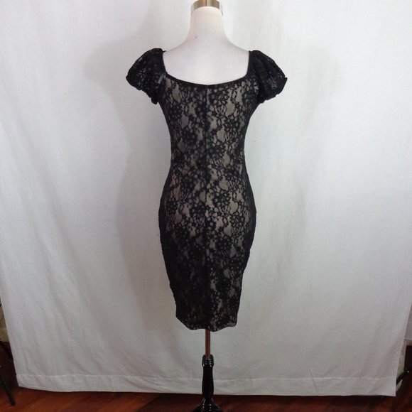 BLACK LACE BODCON DRESS JR SZ L - Picture 3 of 4